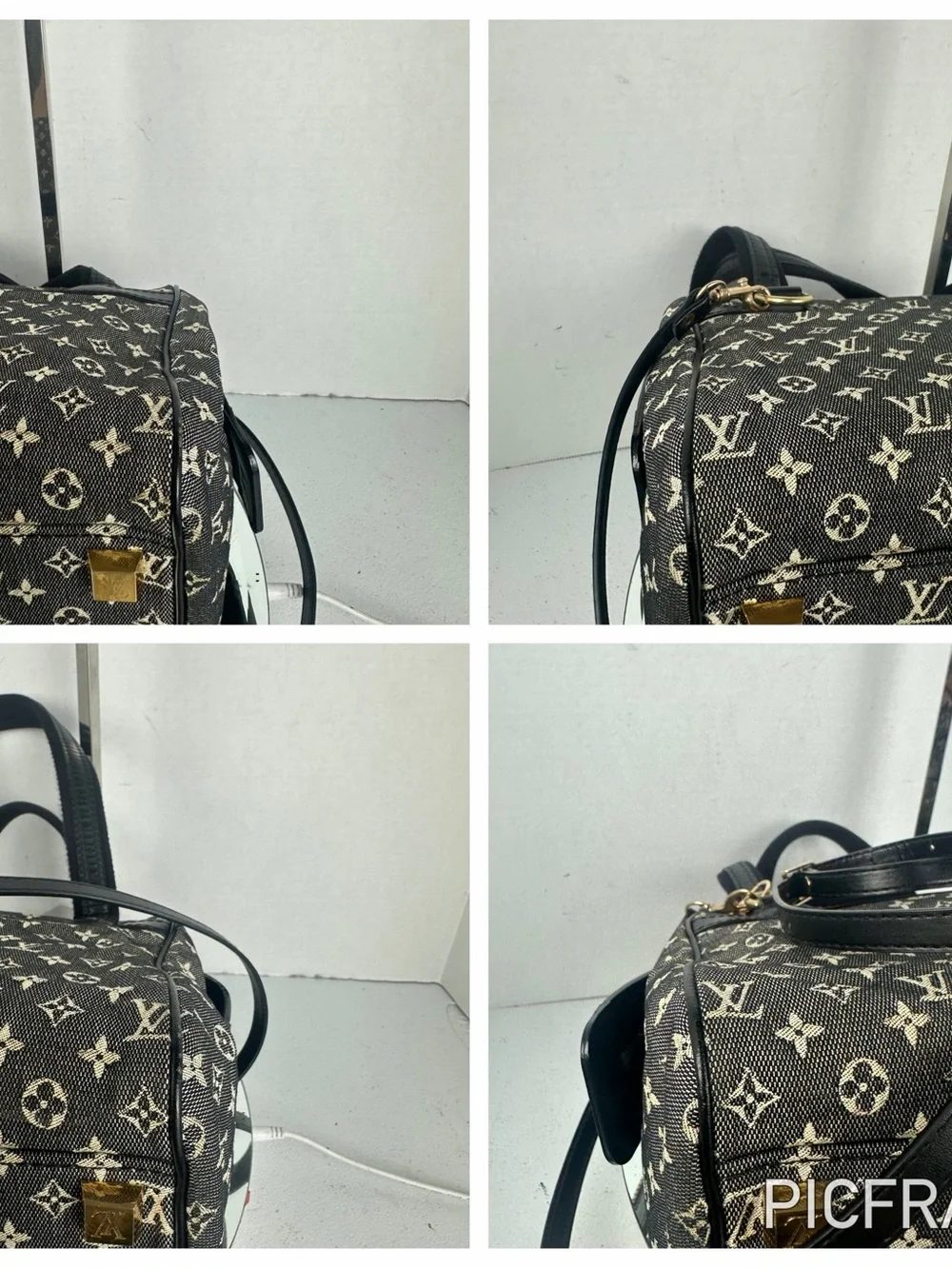 Louis Vuitton Mini Lin Josephine PM Noir Satchel Monogram Canvas Rare